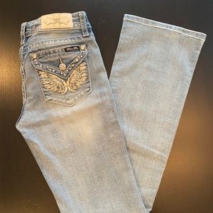 Miss Me Angel Wings Mid Rise Light Wash Style # M3080B6